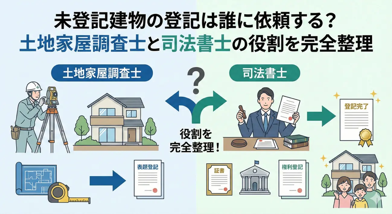 未登記建物の登記は誰に依頼する？土地家屋調査士と司法書士の役割を